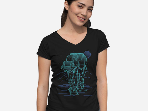 Neon Line-Art Armored Walker