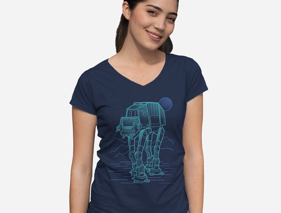 Neon Line-Art Armored Walker