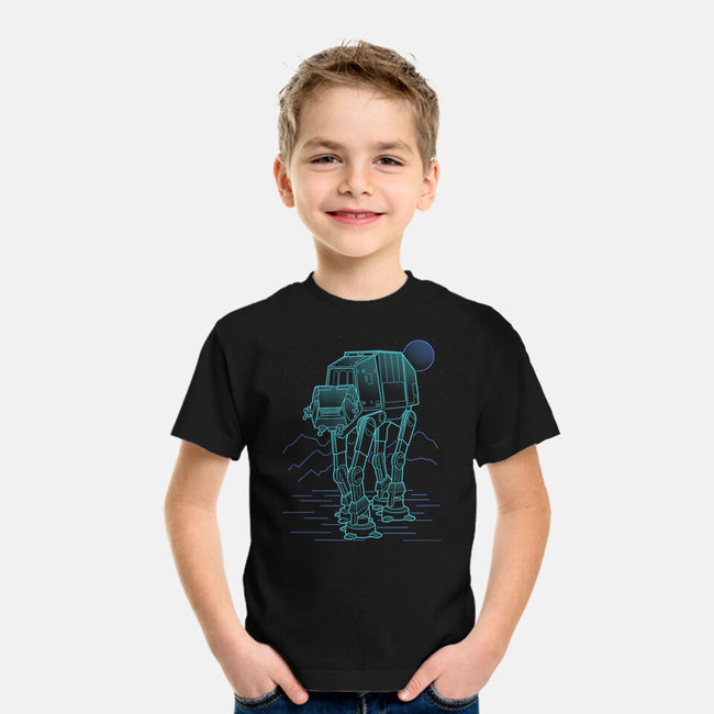 Neon Line-Art Armored Walker-Youth-Basic-Tee-Astrobot Invention
