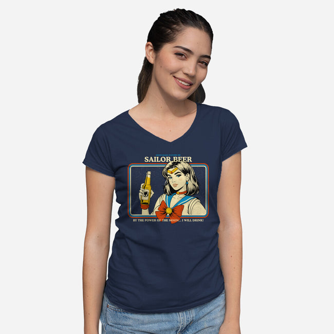 Sailor Beer-Womens-V-Neck-Tee-Eoli Studio