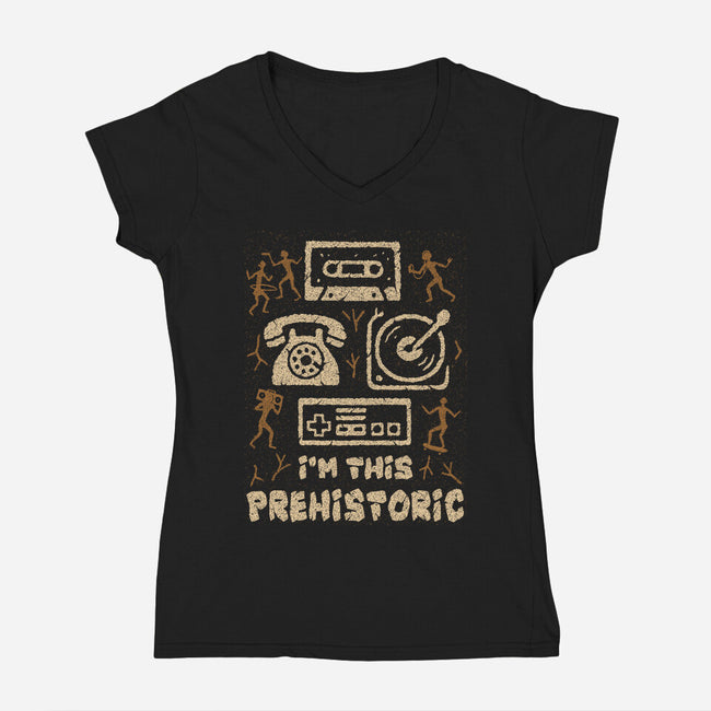 I Am This Prehistoric-Womens-V-Neck-Tee-Tronyx79
