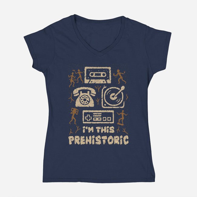 I Am This Prehistoric-Womens-V-Neck-Tee-Tronyx79