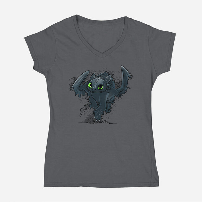 Dragon In The Bushes-Womens-V-Neck-Tee-zascanauta