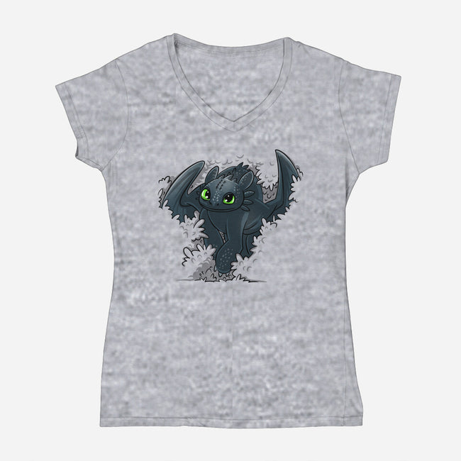 Dragon In The Bushes-Womens-V-Neck-Tee-zascanauta