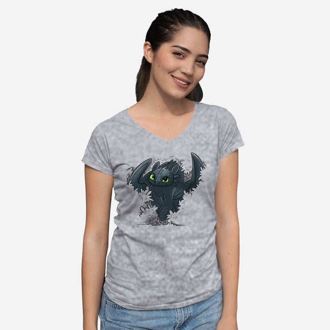 Dragon In The Bushes-Womens-V-Neck-Tee-zascanauta