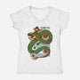 The Kid And The Dragon-Womens-V-Neck-Tee-sebasebi