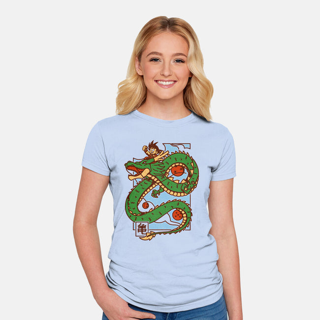 The Kid And The Dragon-Womens-Fitted-Tee-sebasebi