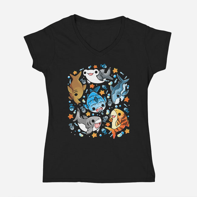 Sharky-Womens-V-Neck-Tee-Vallina84