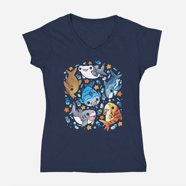 Sharky-Womens-V-Neck-Tee-Vallina84