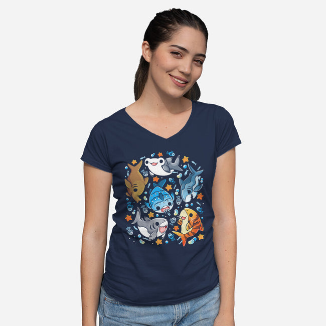 Sharky-Womens-V-Neck-Tee-Vallina84