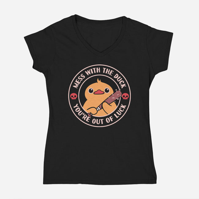 Duck And Luck-Womens-V-Neck-Tee-rarpoint