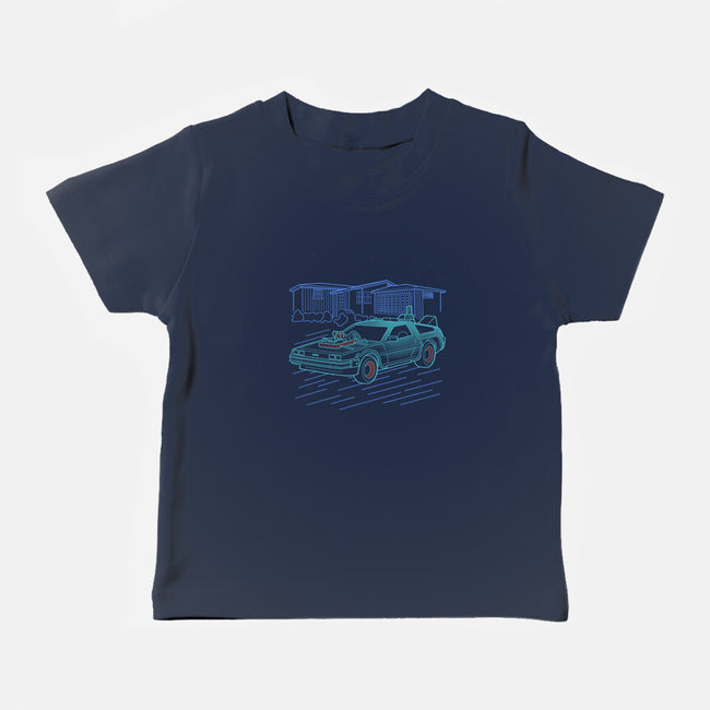 Neon Line-Art De Lorean-Baby-Basic-Tee-Astrobot Invention