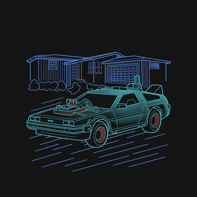 Neon Line-Art De Lorean-Womens-Off Shoulder-Sweatshirt-Astrobot Invention