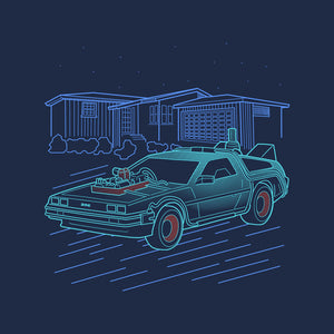 Neon Line-Art De Lorean