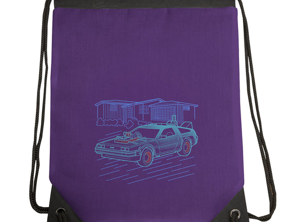 Neon Line-Art De Lorean