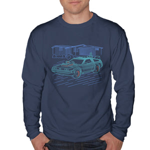 Neon Line-Art De Lorean
