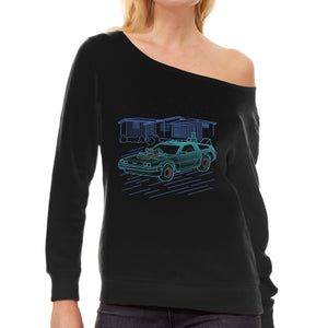 Neon Line-Art De Lorean