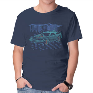 Neon Line-Art De Lorean