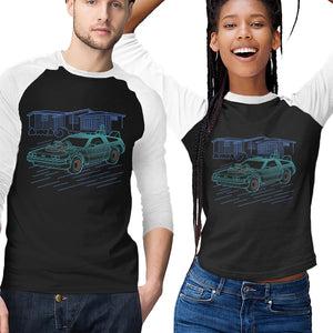 Neon Line-Art De Lorean