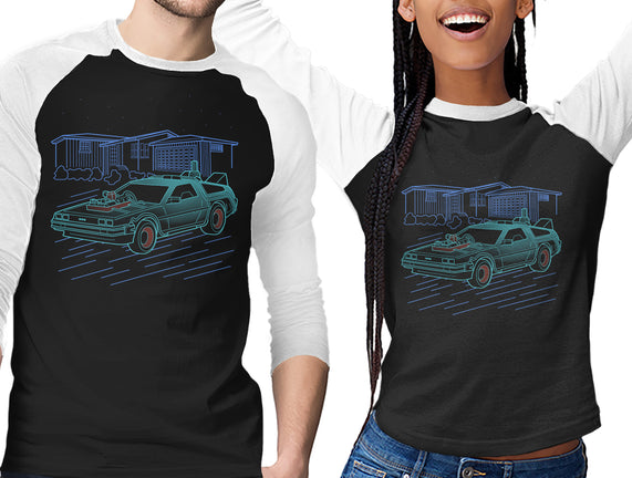 Neon Line-Art De Lorean