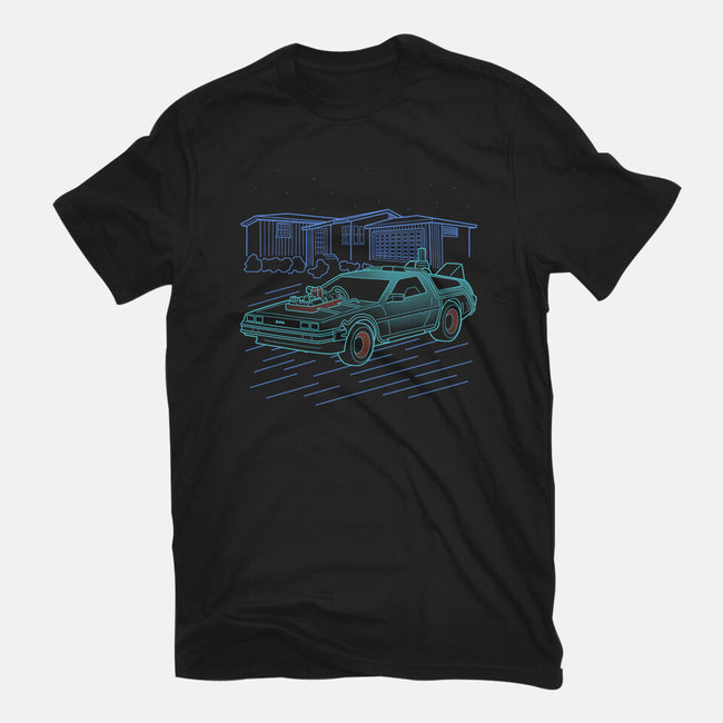 Neon Line-Art De Lorean-Mens-Premium-Tee-Astrobot Invention