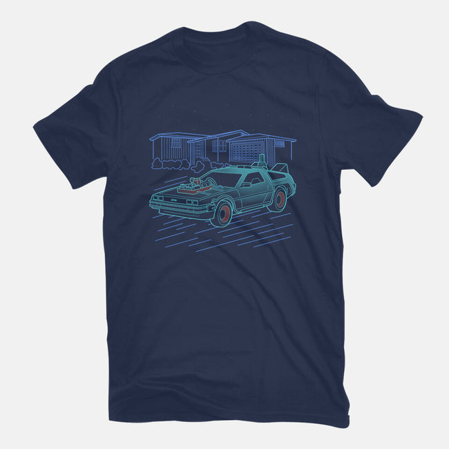 Neon Line-Art De Lorean-Mens-Premium-Tee-Astrobot Invention