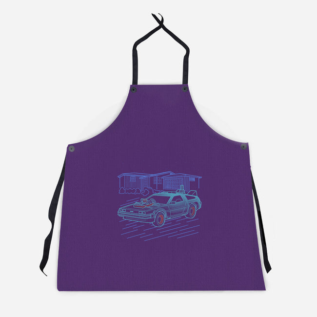 Neon Line-Art De Lorean-Unisex-Kitchen-Apron-Astrobot Invention