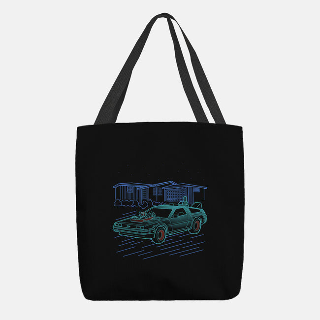 Neon Line-Art De Lorean-None-Basic Tote-Bag-Astrobot Invention