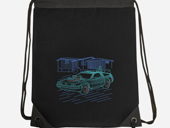 Neon Line-Art De Lorean