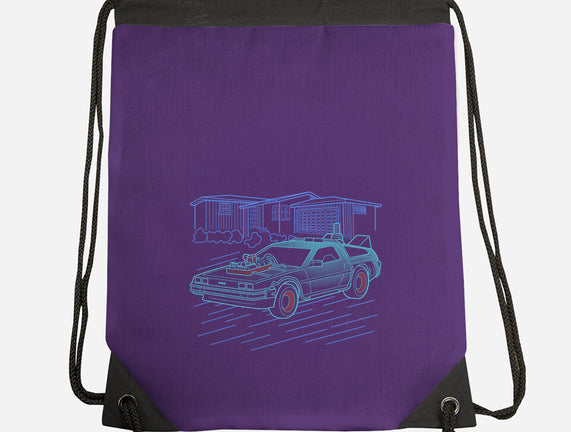 Neon Line-Art De Lorean
