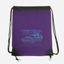 Neon Line-Art De Lorean-None-Drawstring-Bag-Astrobot Invention