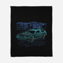 Neon Line-Art De Lorean-None-Fleece-Blanket-Astrobot Invention