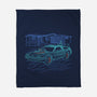 Neon Line-Art De Lorean-None-Fleece-Blanket-Astrobot Invention