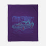 Neon Line-Art De Lorean-None-Fleece-Blanket-Astrobot Invention