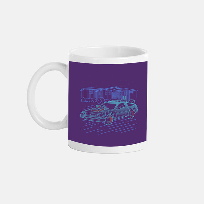 Neon Line-Art De Lorean-None-Mug-Drinkware-Astrobot Invention