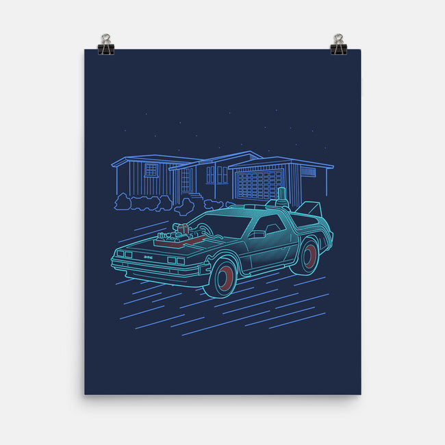 Neon Line-Art De Lorean-None-Matte-Poster-Astrobot Invention