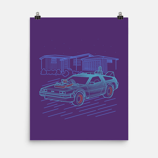 Neon Line-Art De Lorean-None-Matte-Poster-Astrobot Invention
