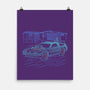 Neon Line-Art De Lorean-None-Matte-Poster-Astrobot Invention