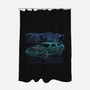 Neon Line-Art De Lorean-None-Polyester-Shower Curtain-Astrobot Invention