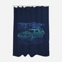 Neon Line-Art De Lorean-None-Polyester-Shower Curtain-Astrobot Invention