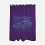 Neon Line-Art De Lorean-None-Polyester-Shower Curtain-Astrobot Invention