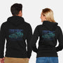 Neon Line-Art De Lorean-Unisex-Zip-Up-Sweatshirt-Astrobot Invention