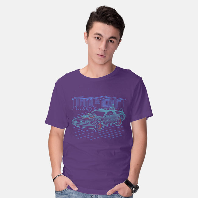 Neon Line-Art De Lorean-Mens-Basic-Tee-Astrobot Invention