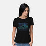 Neon Line-Art De Lorean-Womens-Basic-Tee-Astrobot Invention