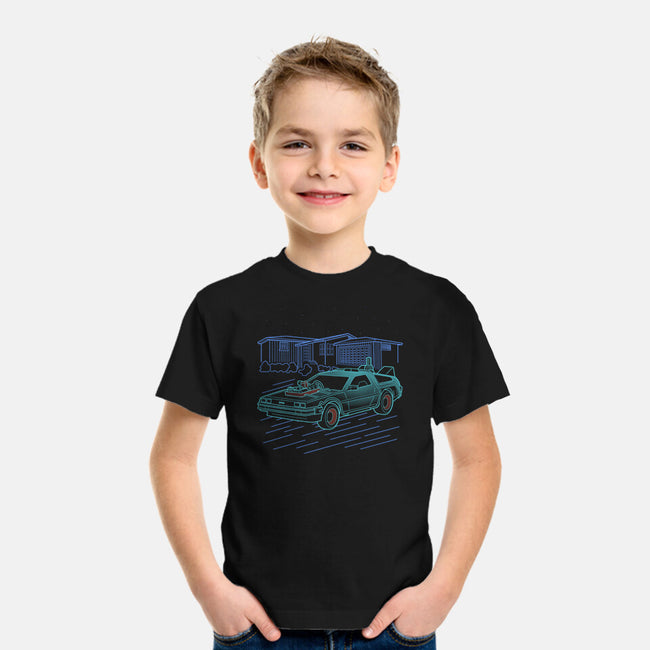 Neon Line-Art De Lorean-Youth-Basic-Tee-Astrobot Invention