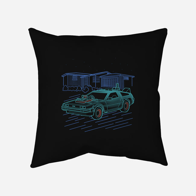 Neon Line-Art De Lorean-None-Removable Cover w Insert-Throw Pillow-Astrobot Invention