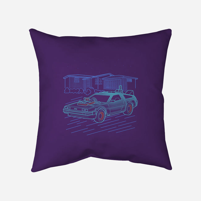 Neon Line-Art De Lorean-None-Removable Cover w Insert-Throw Pillow-Astrobot Invention