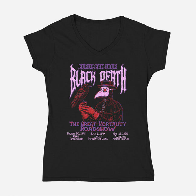 Black Death Euro Tour-Womens-V-Neck-Tee-P1yu5h