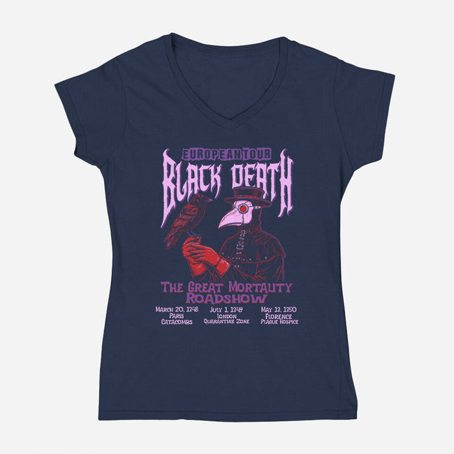 Black Death Euro Tour-Womens-V-Neck-Tee-P1yu5h