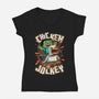 Chicken Kid Cube Game-Womens-V-Neck-Tee-Studio Mootant